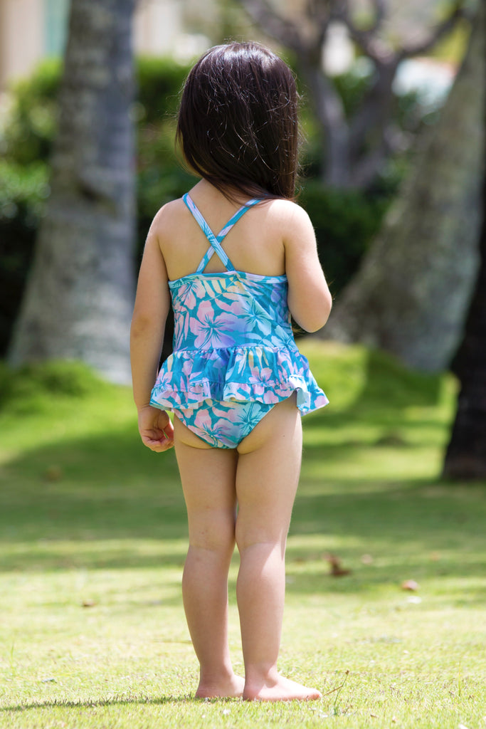  Toddler Girls One Piece Swimsuits Hawaiian Ruffle