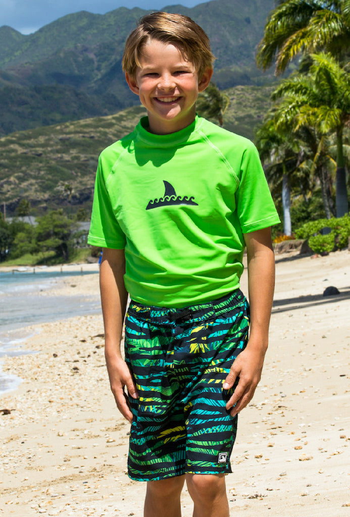 Boys Black Jungle Maui Short Sleeve Rashguard