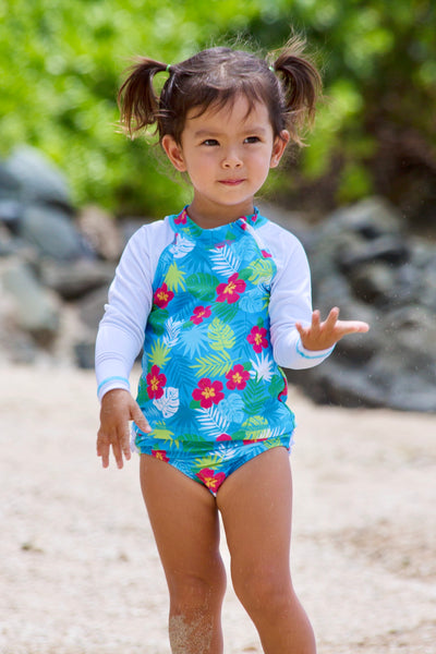 Toddler Girls Hibiscus Fun Elsa Set | Coral Reef Beachwear