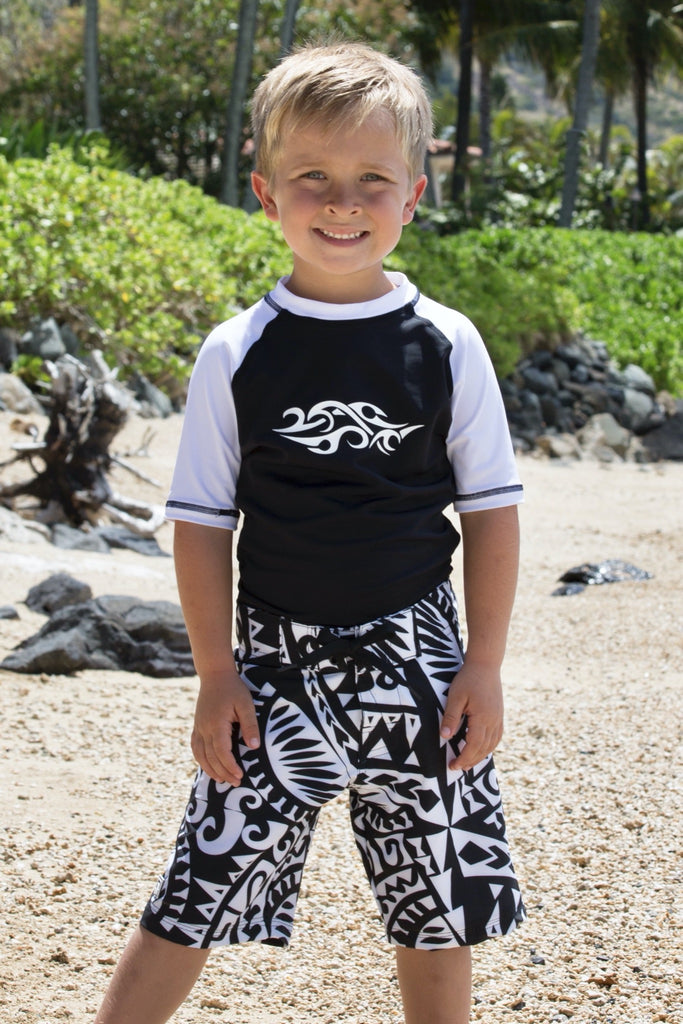 Boys Samoan Village Kauai Short Sleeve Rashguard