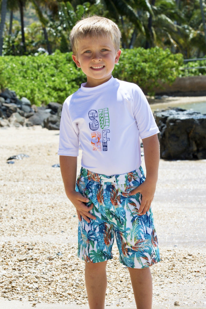 Boys Multi Palms Maui Short Sleeve Rashguard
