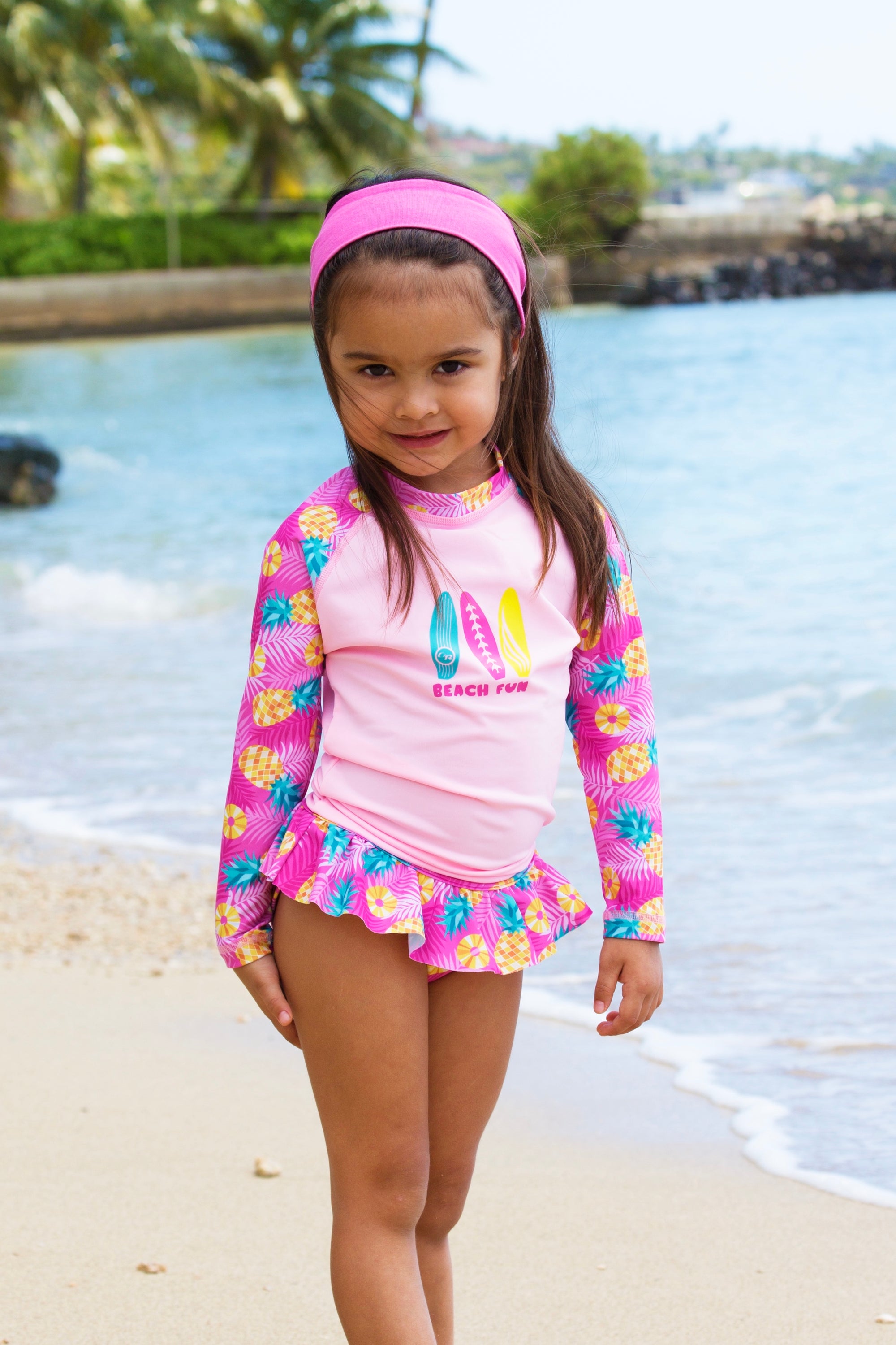 Toddler Girls Pineapple Slice Seamaid Rashguard | Coral Reef Beachwear