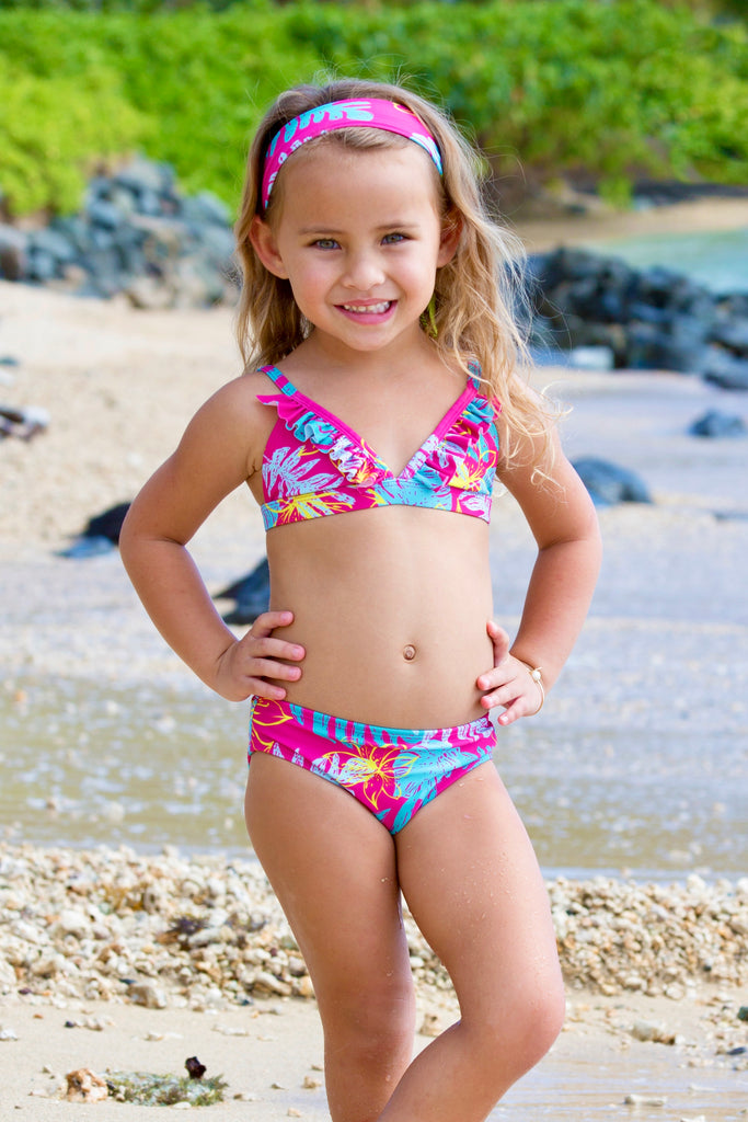 Toddler bikini Toddler Girls Pink Palms Zoe Set | Coral Reef Beachwear